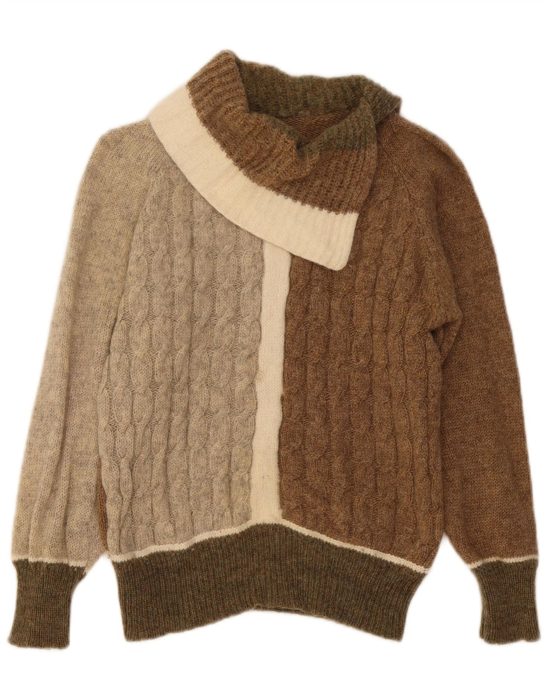 Maglione da donna VINTAGE con collo a scialle UK 12 medio multicolore
