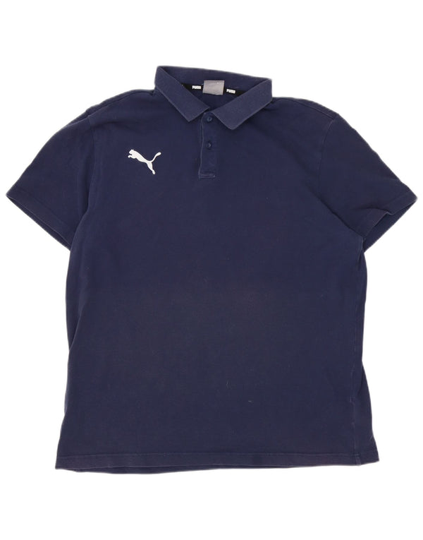 Polo da uomo Puma Large in cotone blu navy