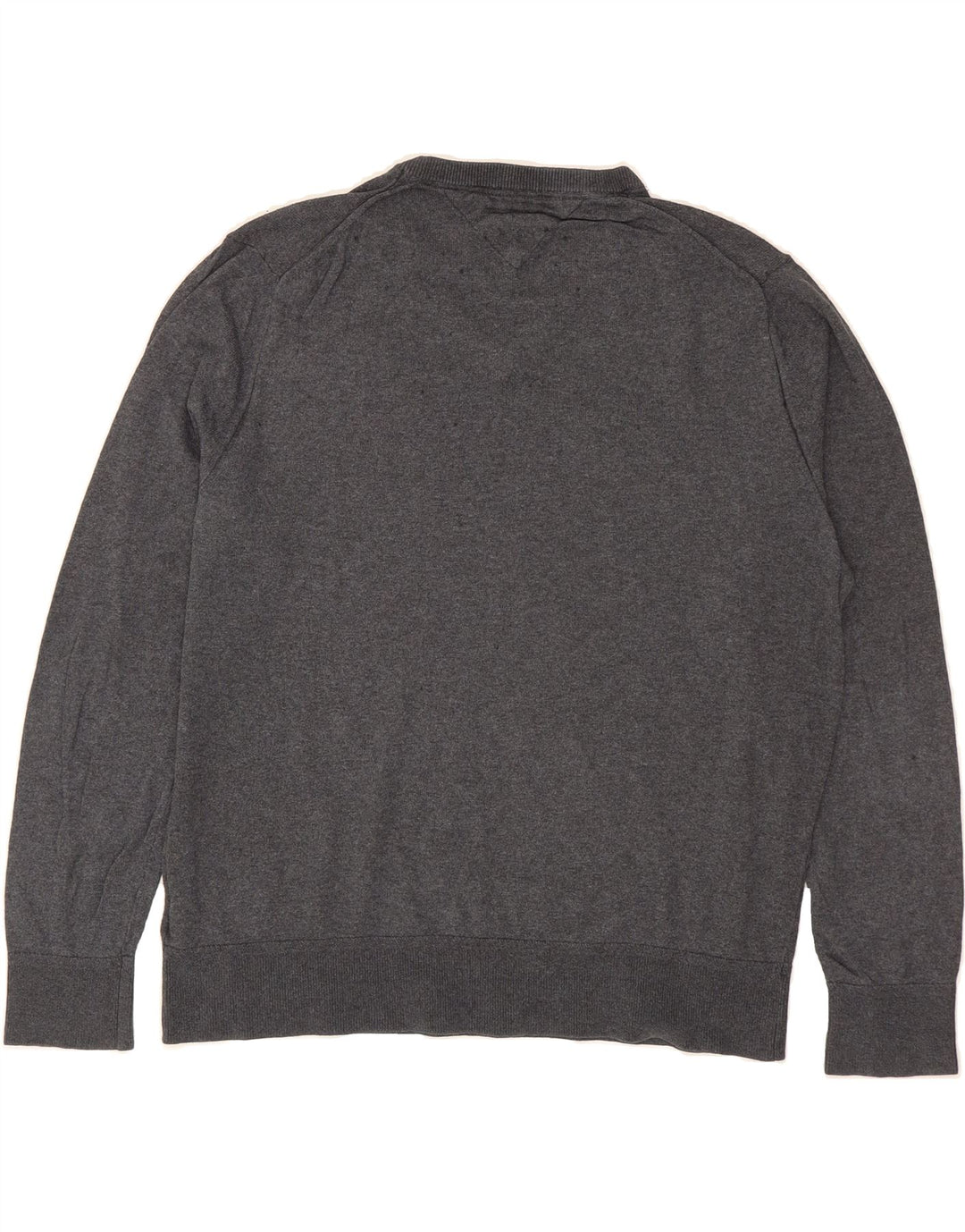 TOMMY HILFIGER Mens V-Neck Jumper Sweater 2XL Grey Cotton Vintage Tommy Hilfiger and Second-Hand Tommy Hilfiger from Messina Hembry 