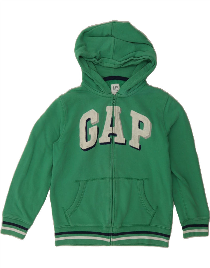 GAP Boys Graphic Zip Hoodie Sweater 9-10 Years Large  Green Vintage Gap and Second-Hand Gap from Messina Hembry 