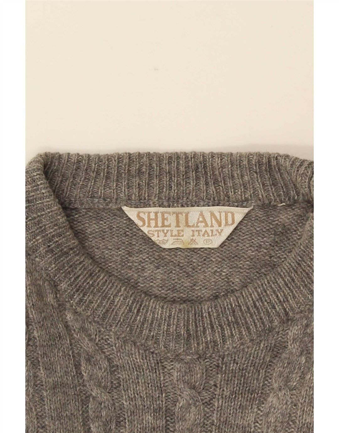 Maglione girocollo da uomo vintage in lana geometrica grigio medio