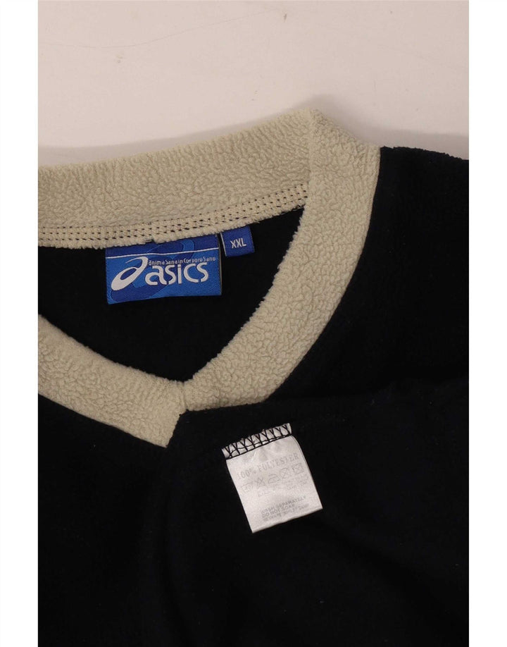 Maglione in pile da uomo Asics 2XL Blu navy in poliestere color block