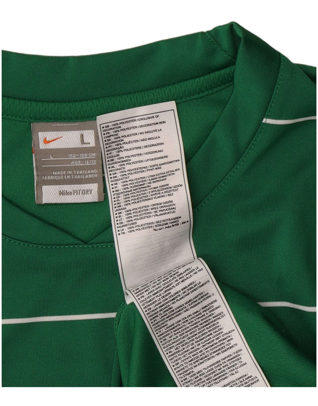 T-shirt grafica da ragazzo Nike Top 12-13 anni in poliestere a righe verdi grandi