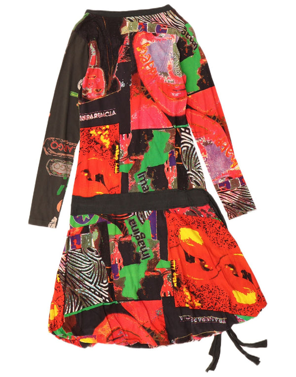 Desigual Abito da donna con grafica a vita bassa UK 10 piccolo multicolore