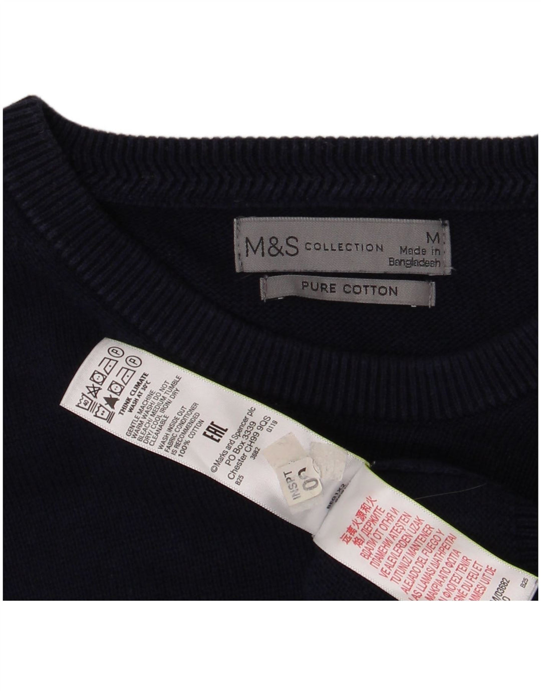MARKS & SPENCER Maglione da uomo girocollo in cotone medio blu navy