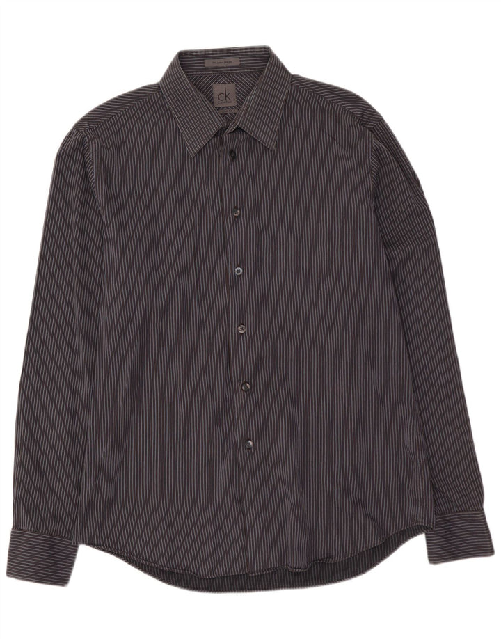 CALVIN KLEIN Camicia slim fit da uomo taglia 41 16 cotone a righe grandi grigie