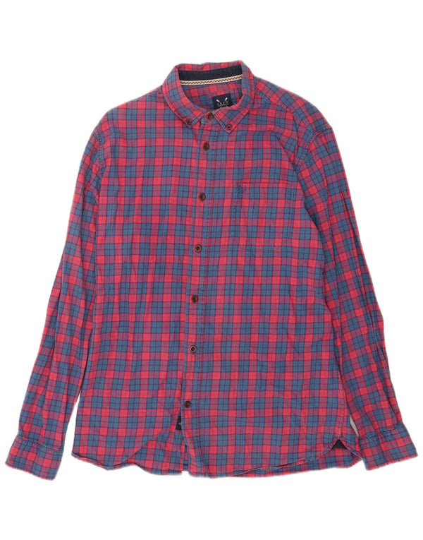 Crew Clothing Camicia da uomo slim fit in flanella, cotone a quadri rossi grandi