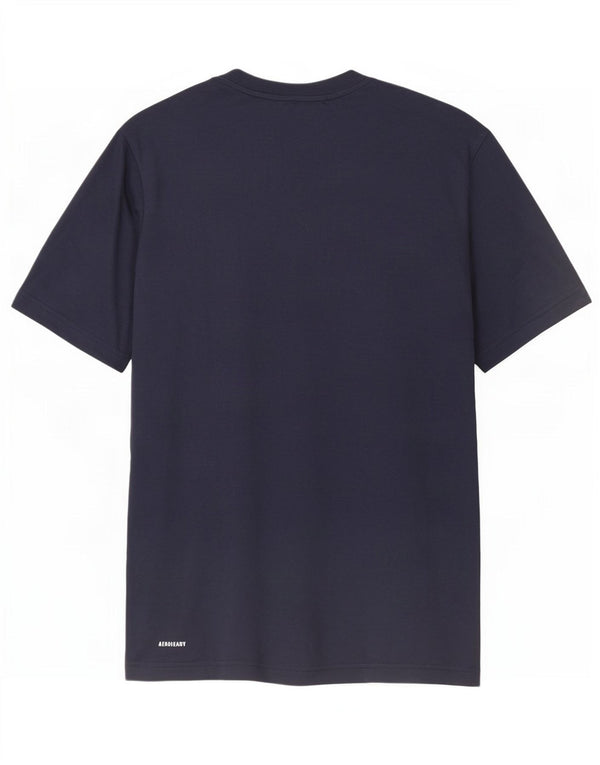 Maglietta grafica Adidas Aeroready da uomo, piccola, in poliestere blu navy