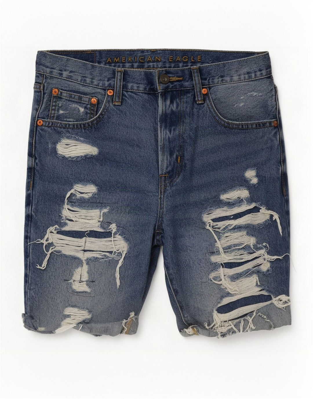 Pantaloncini di jeans invecchiati da uomo American Eagle W31 cotone blu medio