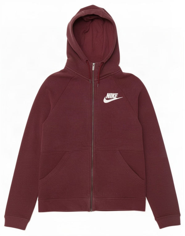 Felpa con cappuccio e zip oversize da donna Nike UK 6 XS Borgogna Cotone