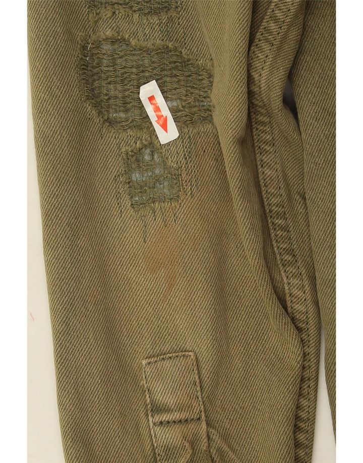 Camicia di jeans Zara da uomo, vestibilità rilassata, in cotone kaki medio