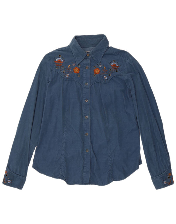 Camicia a maniche lunghe da donna Marlboro Classics UK 16 Western floreale blu grande