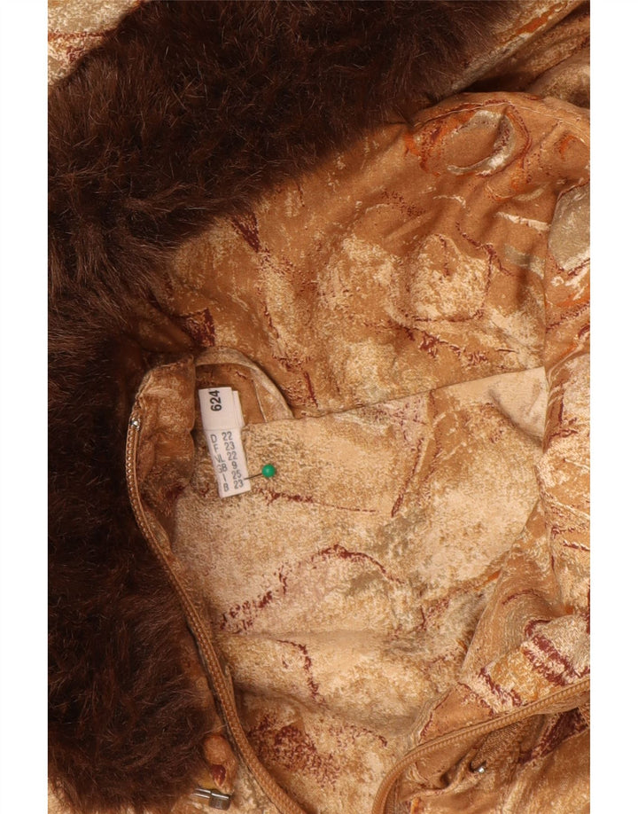 Cappotto giacca a vento con cappuccio da donna VINTAGE taglia 22 3XL Beige geometrico