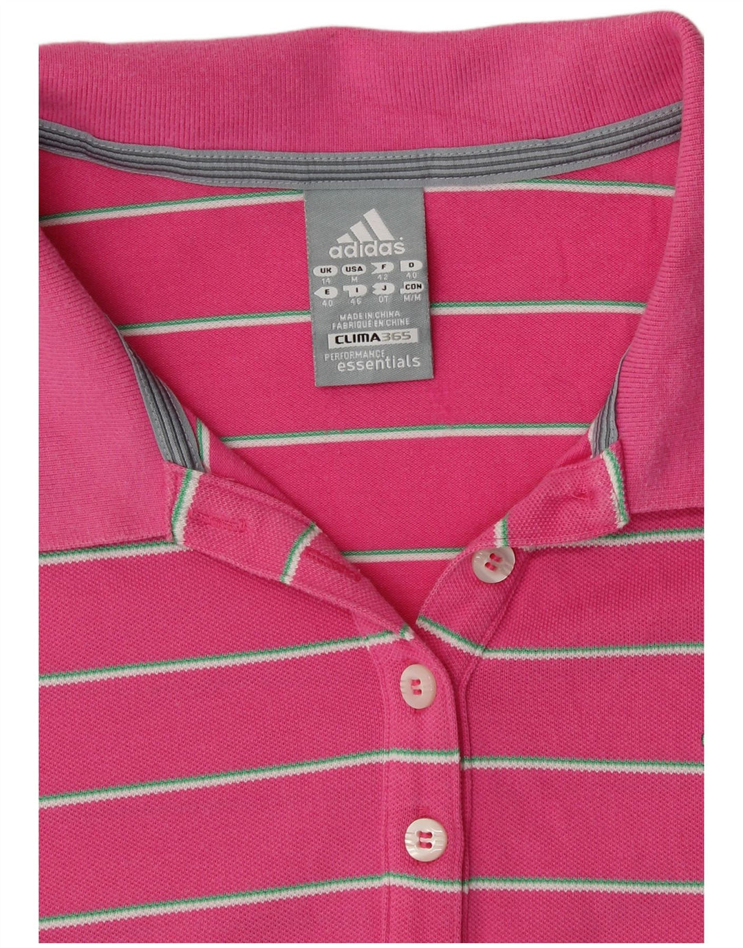 Polo ADIDAS da donna Clima 365 UK 14 a righe rosa medio