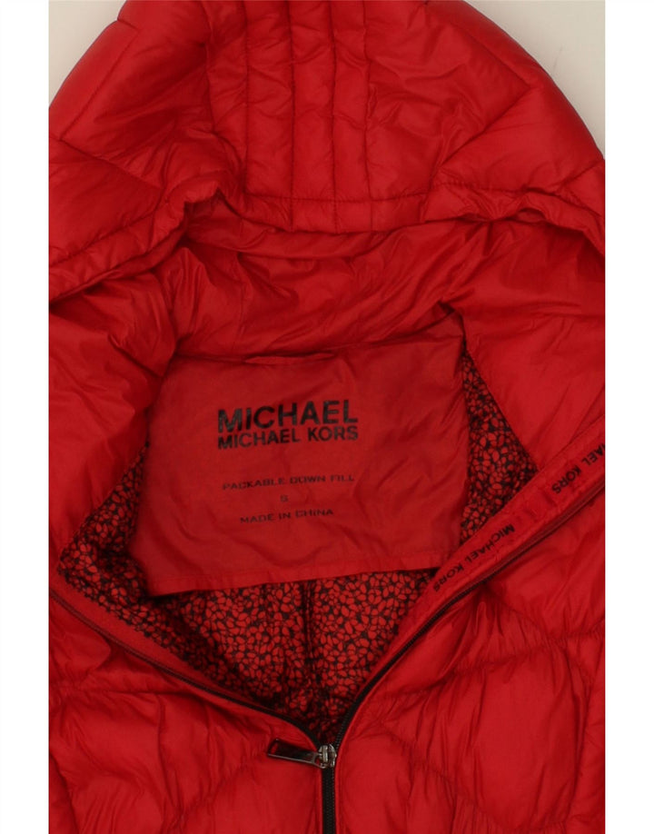 MICHAEL KORS Womens Hooded Padded Jacket UK 10 Small Red Argyle/Diamond Vintage Michael Kors and Second-Hand Michael Kors from Messina Hembry 