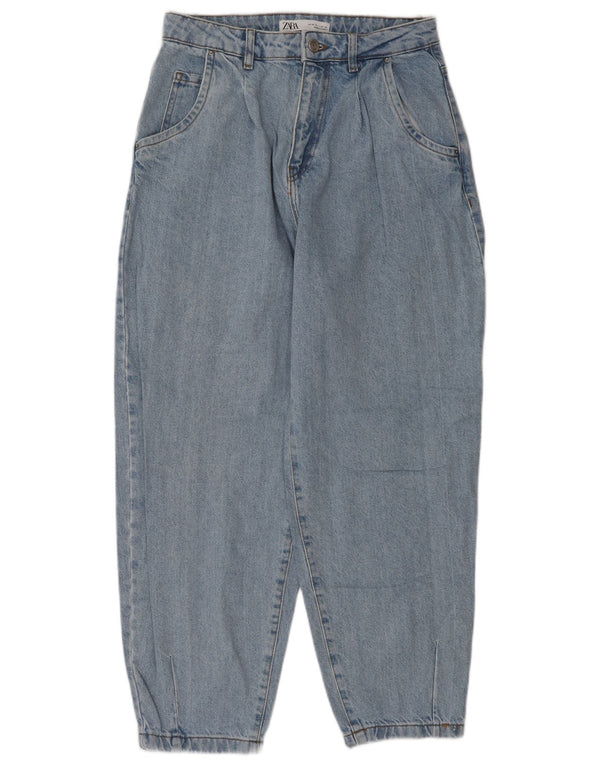 Jeans Zara da donna a vita alta con palloncino UK 36 XS W26 L27 cotone blu