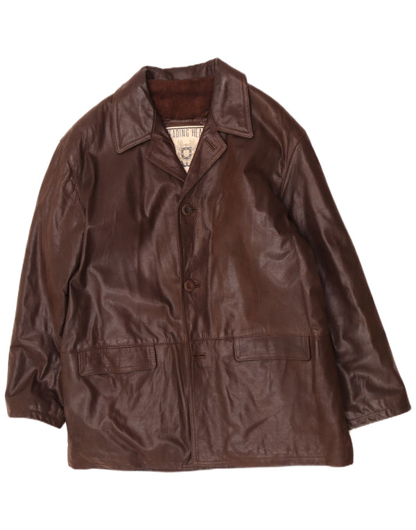 Giacca in pelle vintage da uomo IT 54 2XL Marrone