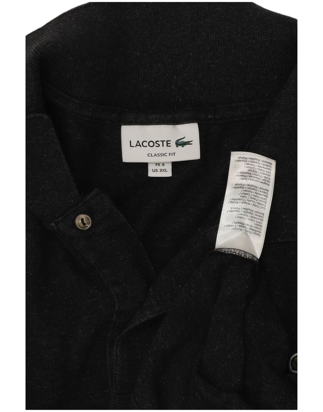Polo Lacoste da uomo vestibilità classica taglia 8 3XL cotone grigio