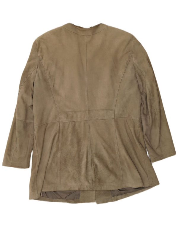 Giacca in pelle scamosciata da donna Gerry Weber UK 20 2XL Pelle grigia
