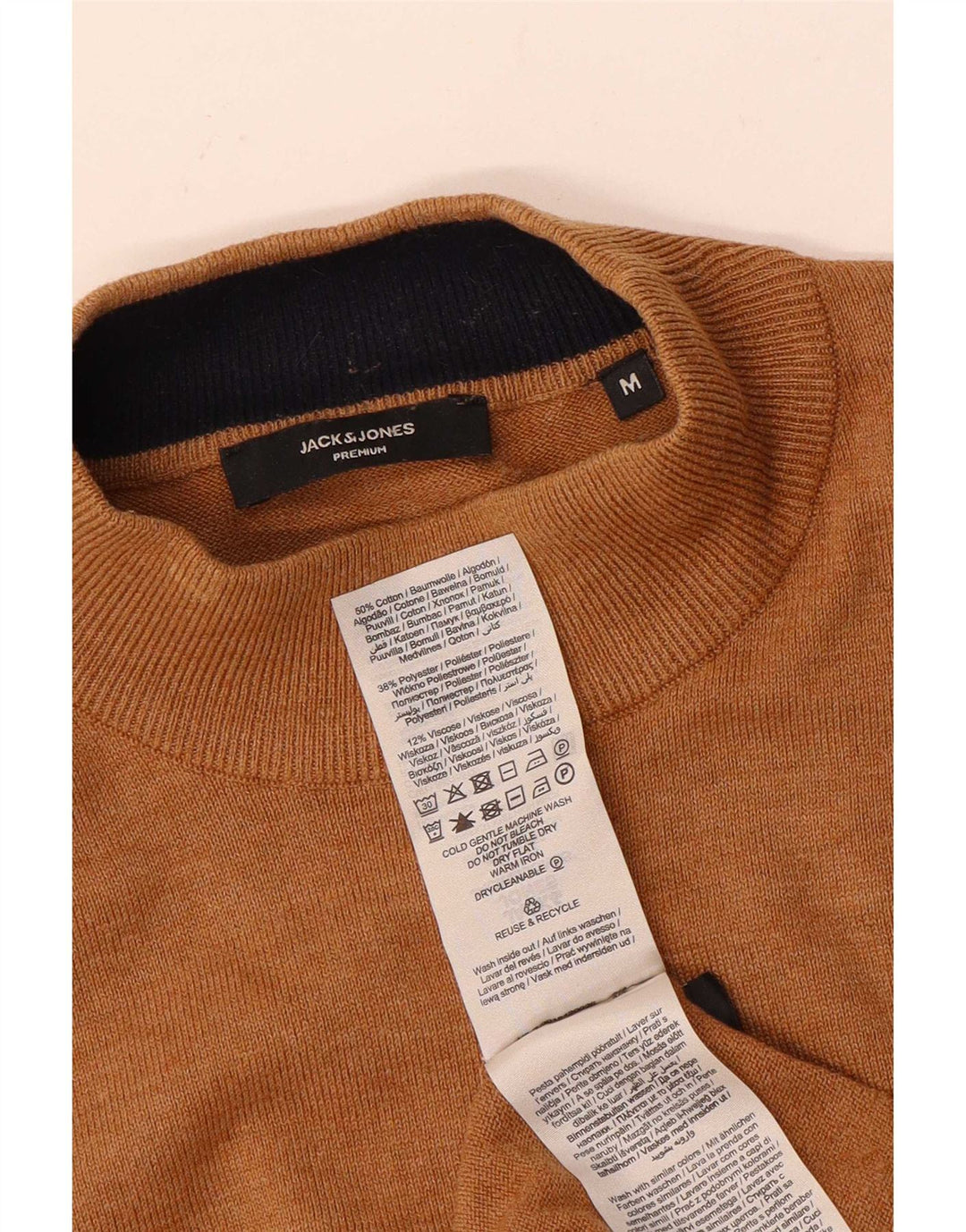 Jack & Jones Maglione da uomo con collo alto in cotone marrone medio