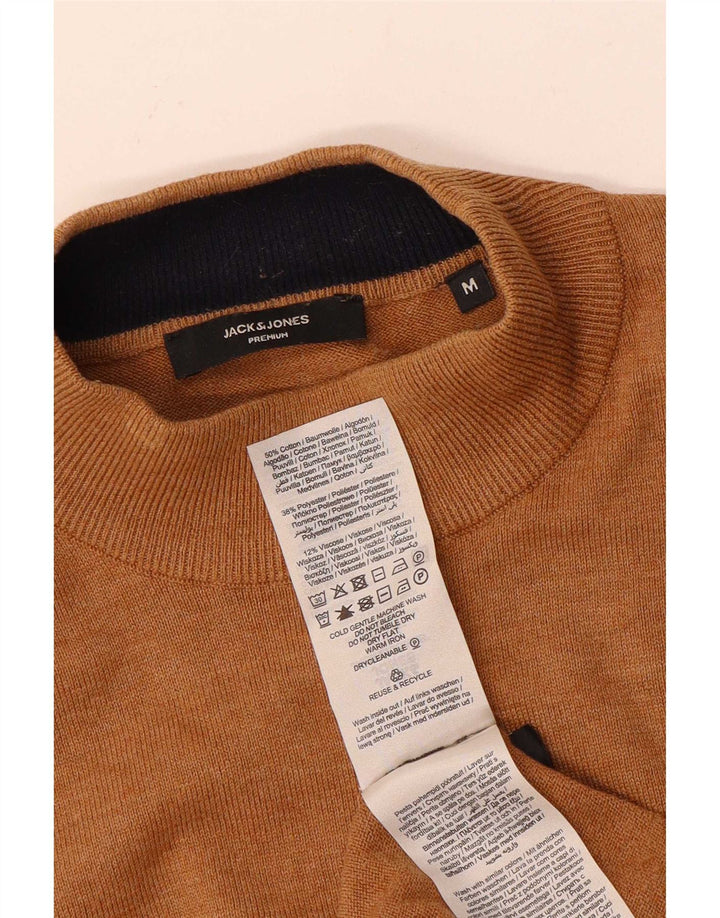 Jack & Jones Maglione da uomo con collo alto in cotone marrone medio