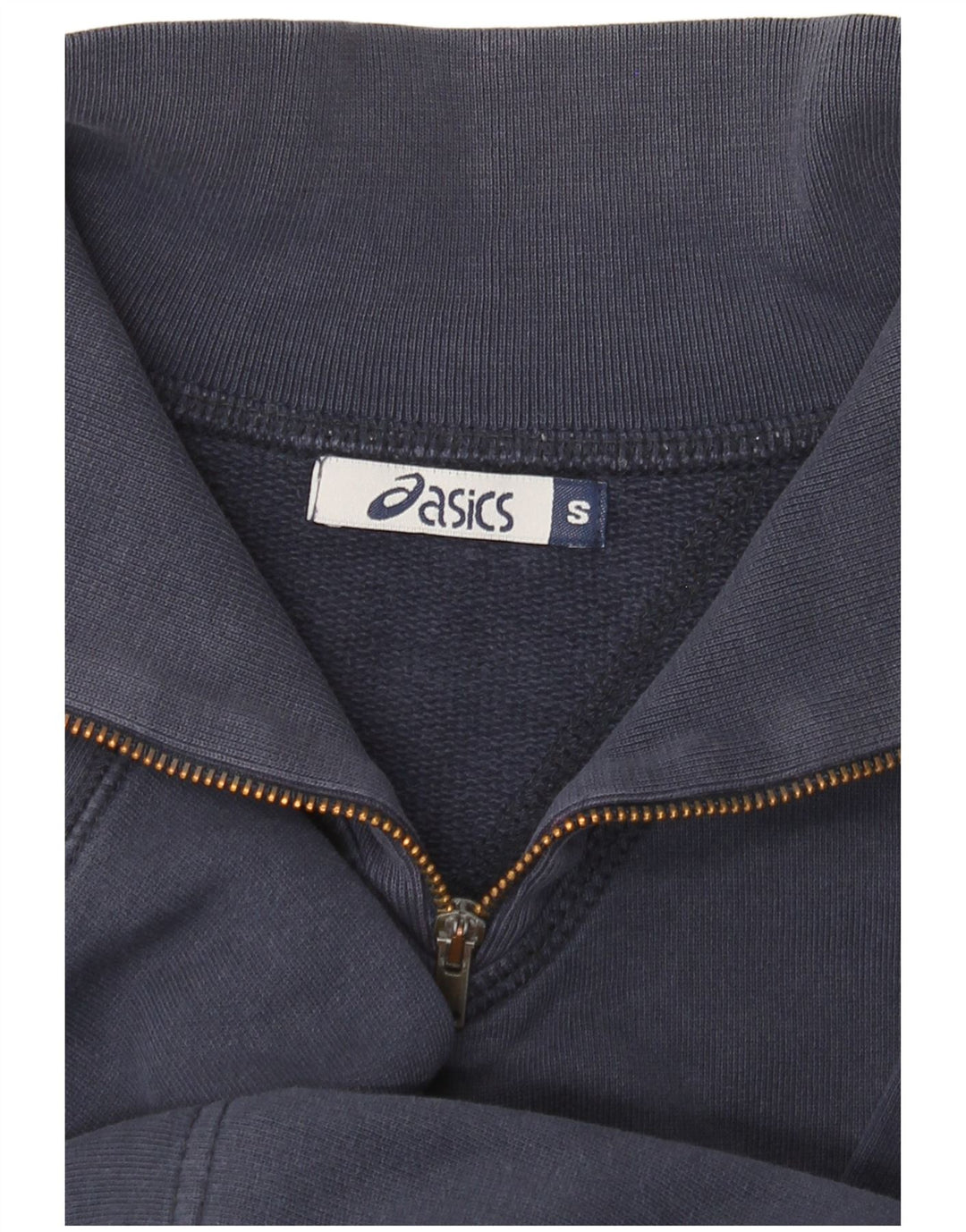 Felpa Asics da uomo con zip e collo, maglione piccolo, blu navy
