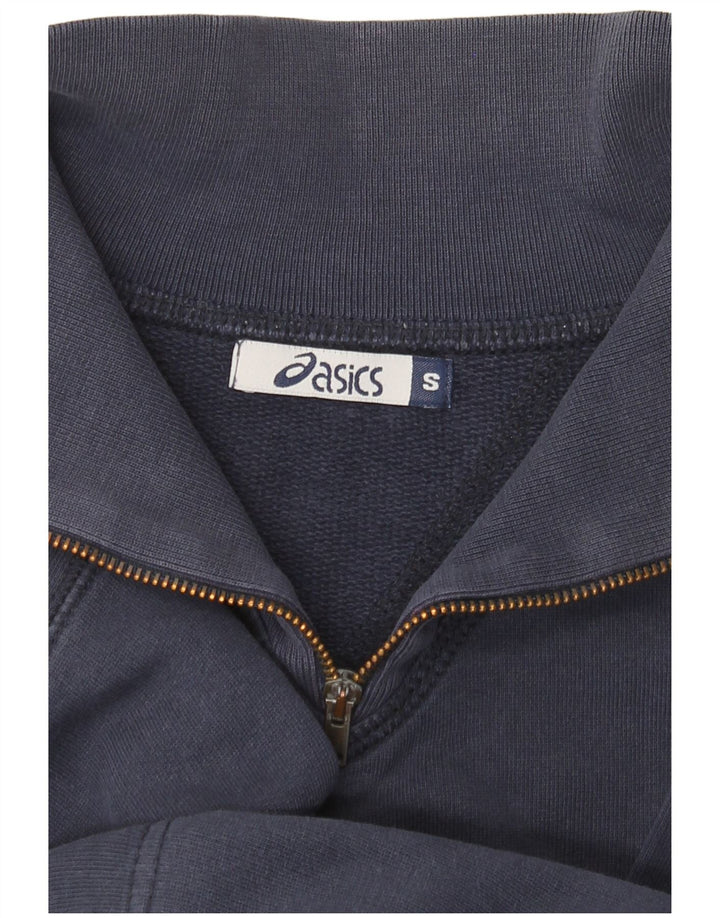 Felpa Asics da uomo con zip e collo, maglione piccolo, blu navy