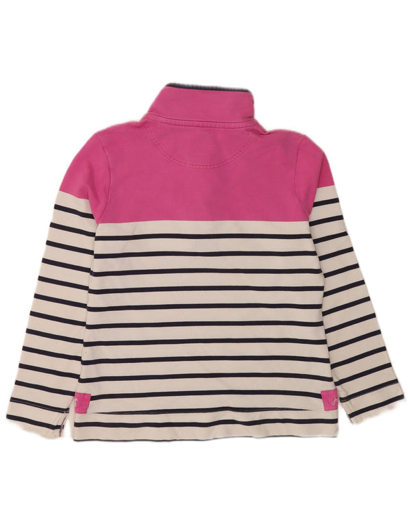 Felpa da donna con collo con zip Joules, maglione UK 12, cotone a righe rosa medio
