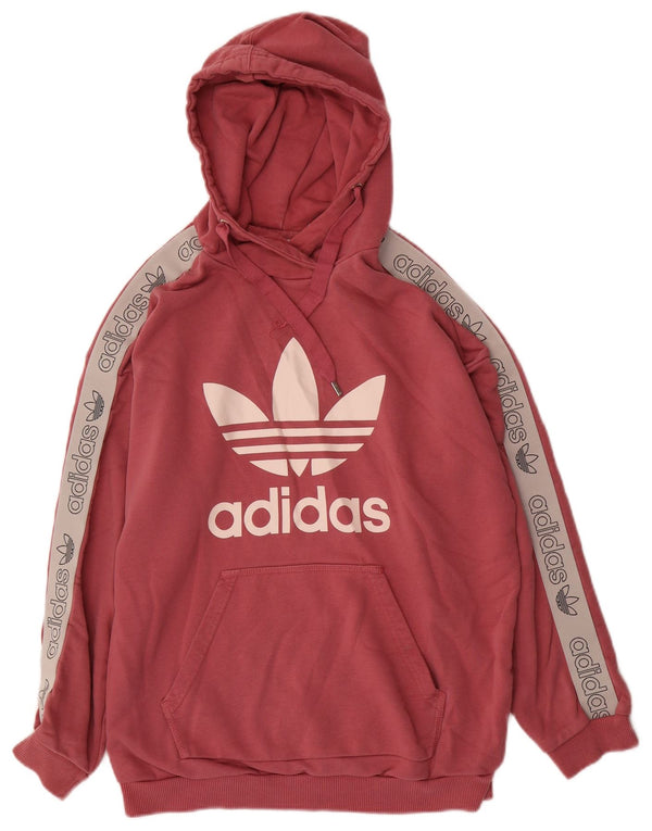 Felpa con cappuccio grafica da donna Adidas UK 14 cotone color block rosa medio