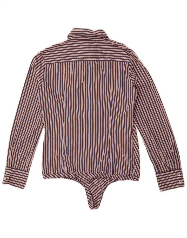 Body a maniche lunghe da donna Benetton UK 14 Large Navy Blue Striped