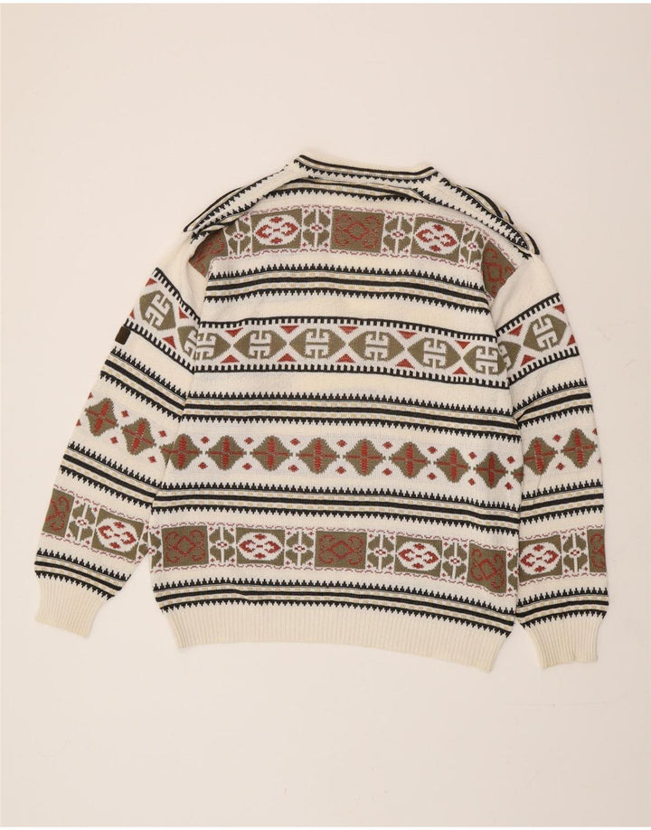 Maglione maremmano da uomo con scollo a V IT 52 Large Fair Isle multicolore