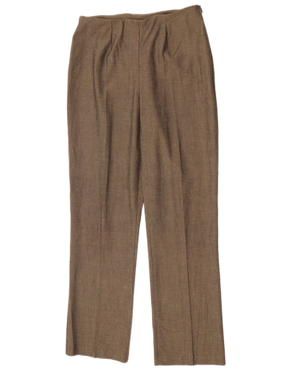 Pantaloni da abito a vita alta da donna Marks & Spencer UK 12 Medium W26 L28 Cachi