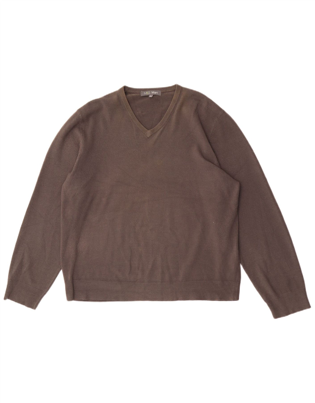 MARKS & SPENCER Maglione da uomo con scollo a V XL Grigio acrilico