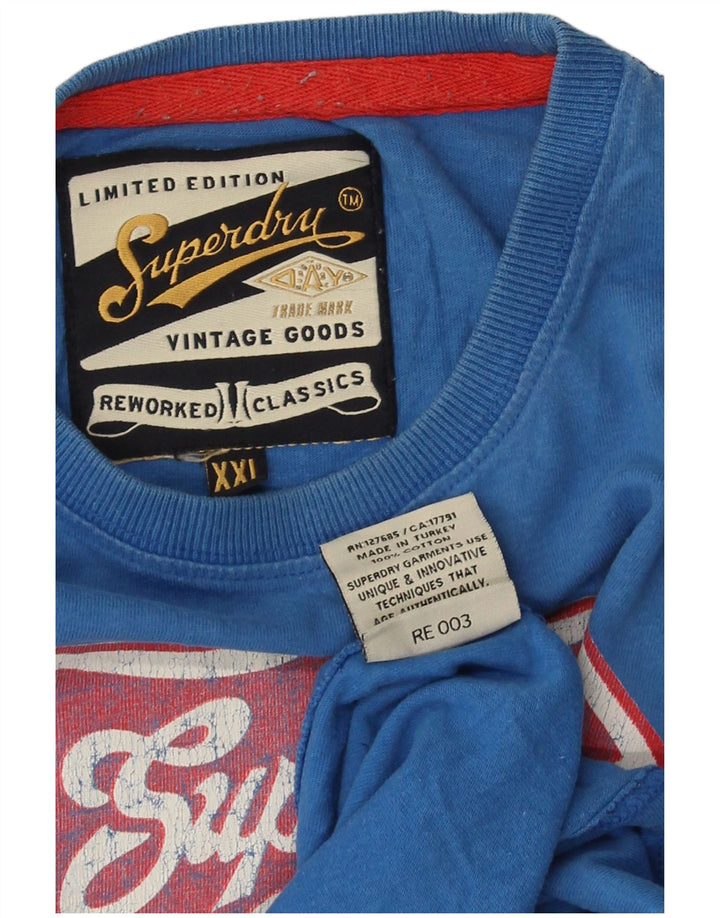 T-shirt grafica da uomo Superdry Top 2XL in cotone blu