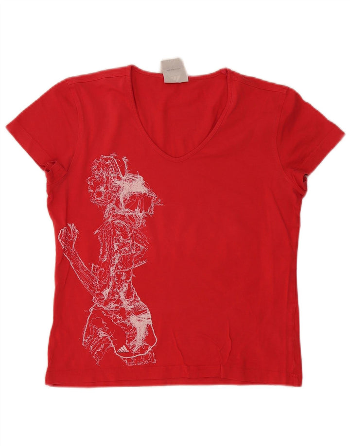 T-shirt grafica da donna Adidas Top UK 12 media rossa