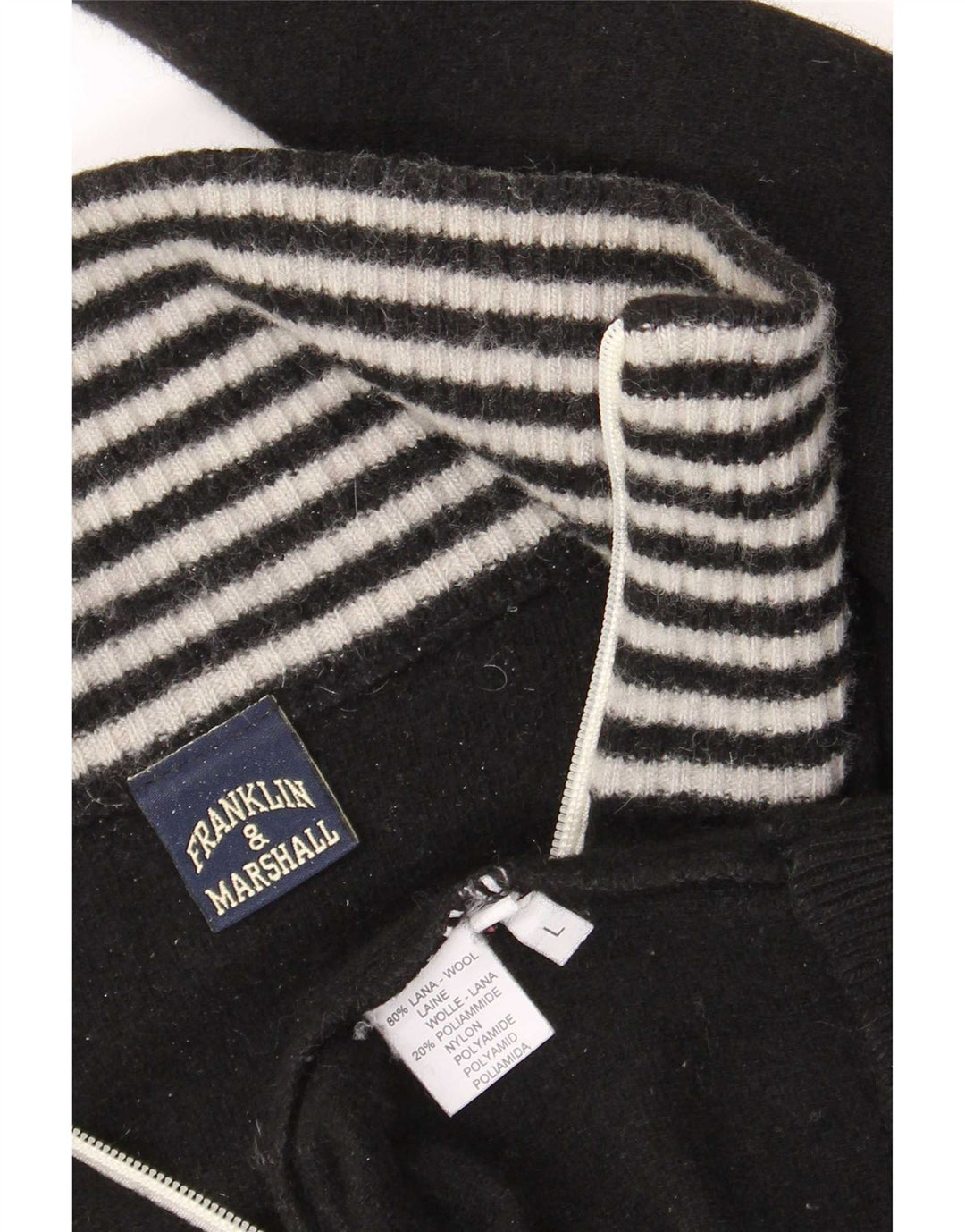Franklin & Marshall Maglione cardigan grafico da uomo in lana a righe nere grandi