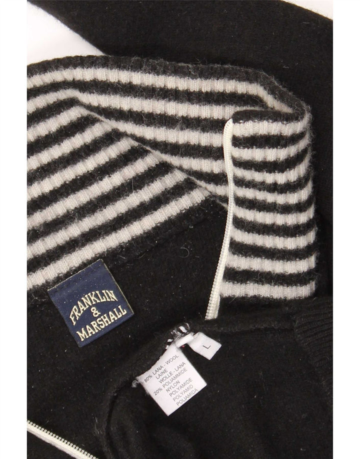 Franklin & Marshall Maglione cardigan grafico da uomo in lana a righe nere grandi