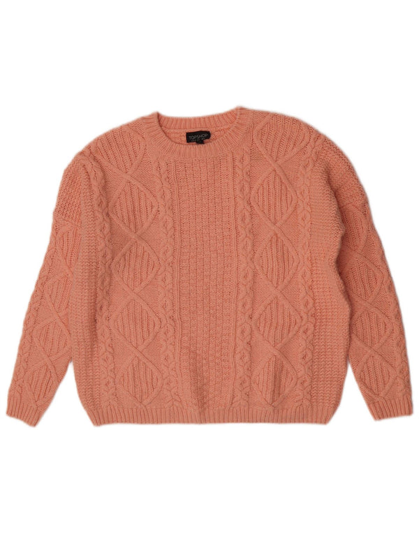 Topshop Maglione da donna oversize con scollo a barca UK 6 XS Acrilico rosa