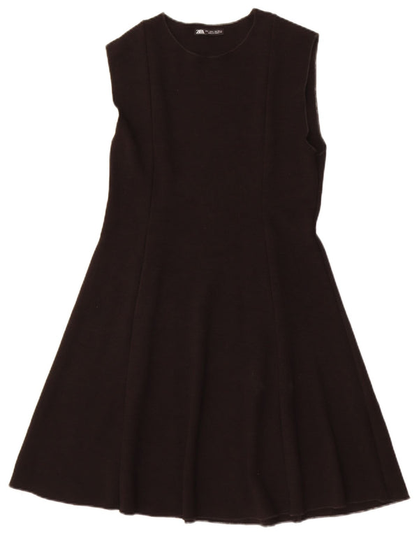 Abito a trapezio senza maniche da donna Zara UK 14 grande viscosa nera