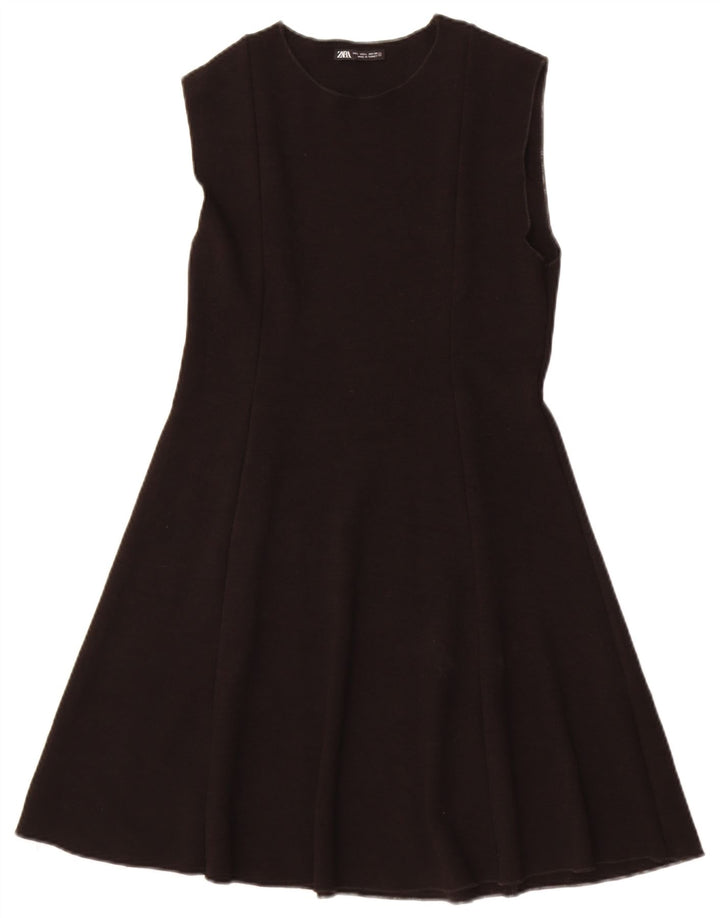 Abito a trapezio senza maniche da donna Zara UK 14 grande viscosa nera