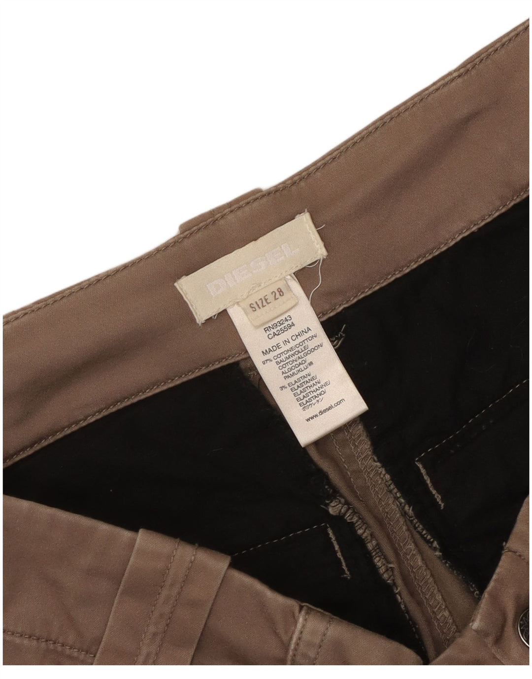 Pantaloni cargo slim da donna Diesel W28 L33 in cotone marrone