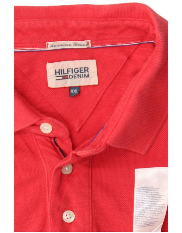 TOMMY HILFIGER Mens Polo Shirt 2XL Red Cotton
