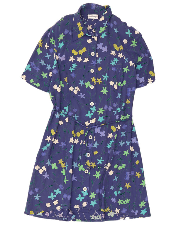 Abito camicia a maniche corte da donna Schneberger UK 18 XL Blu floreale