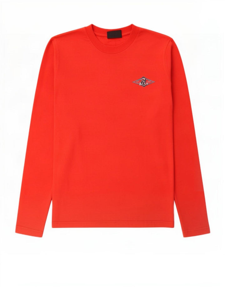 Bear Top grafico da uomo a maniche lunghe in cotone rosso piccolo