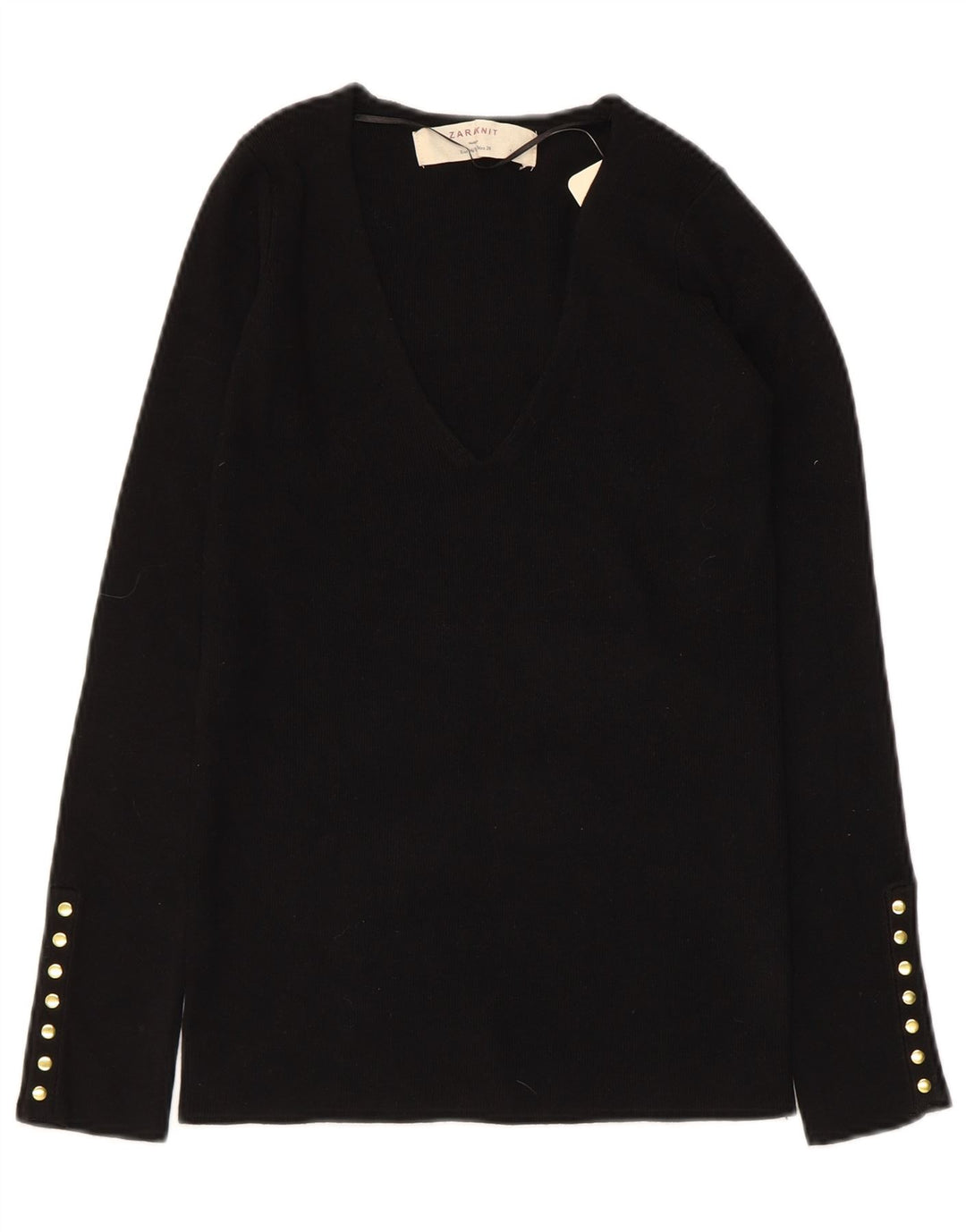 Maglione ZARA da donna con scollo a V UK 12 medio rayon nero