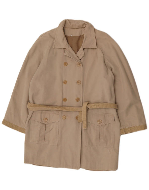 Cappotto doppiopetto vintage da donna UK 14 grande beige