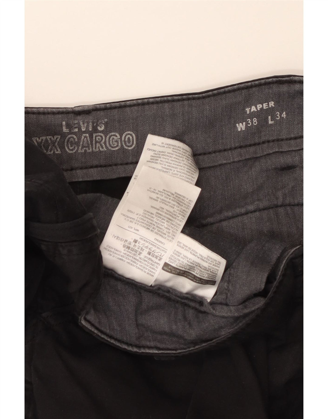 Pantaloni cargo affusolati da uomo Levi's W38 L34 cotone nero