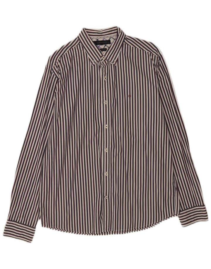 Camicia da uomo Tommy Hilfiger grande in cotone a righe multicolori