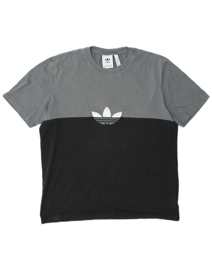 T-shirt grafica da uomo ADIDAS Top in cotone color block medio nero