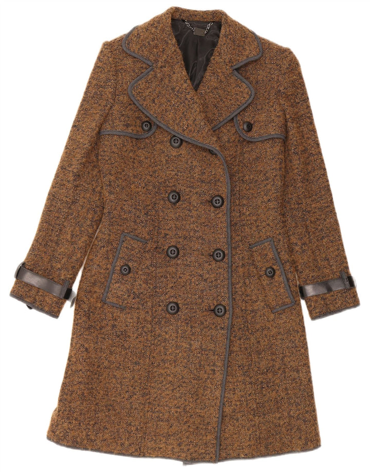 Cappotto Doppiopetto Donna Tenax IT 40 Small Cotone Puntinato Marrone